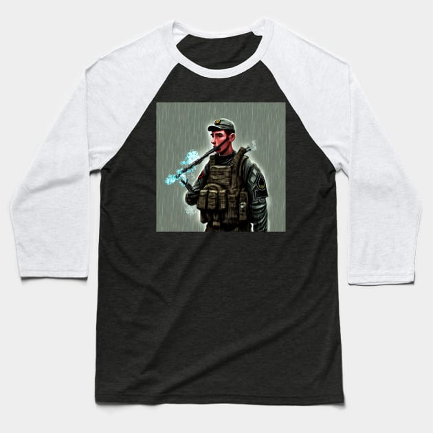 Soldier smoking Baseball T-Shirt by Arassa Army